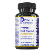 Premier Research Labs Vitamin C supplement bottle with a natural whole-food formula.