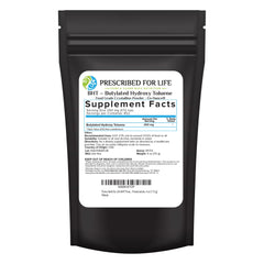 Prescribed For Life BHT powder in a sealed pouch for long-lasting food preservation
