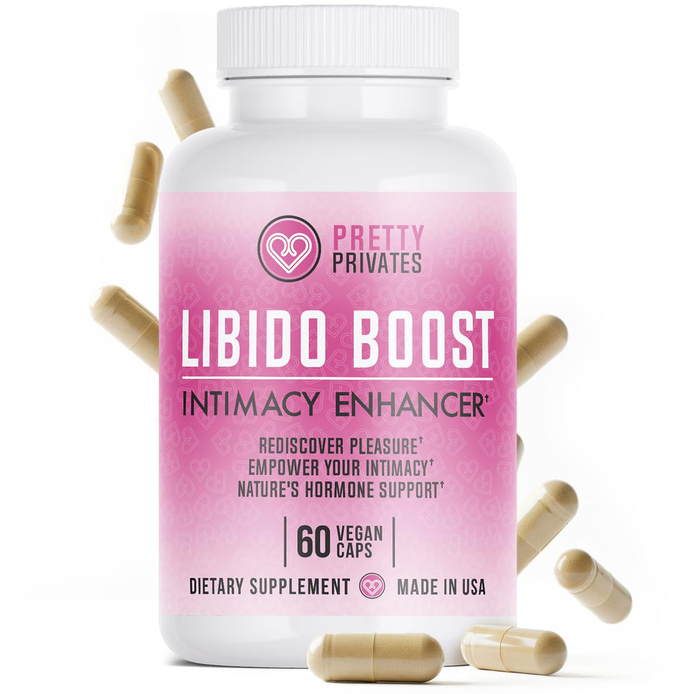 Pretty Privates premium libido bottle close-up showing fast-acting support for women