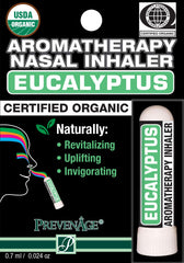 Prevenage nasal inhaler with eucalyptus 0.7ml packaging; compact, portable aromatherapy on the go.