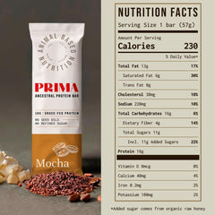 PRIMA ANCESTRAL PROTEIN BAR mocha wrapped bars close-up, convenient quick snack