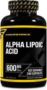 Primaforce Alpha Lipoic Acid 600mg bottle front view for quick product recognition