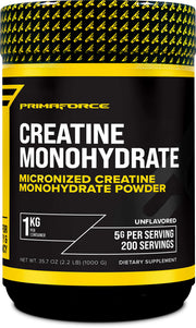 Primaforce Creatine Monohydrate bottle front view for daily training routine.