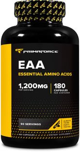 Primaforce EAA capsules bottle front, convenient recovery support after training.