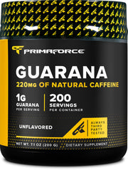 Primaforce Guarana Powder container showing pure guarana for clean energy.