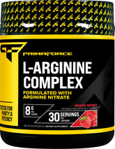 Primaforce L-Arginine Complex Powder mixed berry bottle ready for workouts.