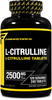 Primaforce L-Citrulline bottle closeup showing convenient daily dosage for routines.