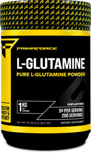 Primaforce L-Glutamine powder for post-workout recovery and smooth mixing.