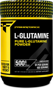 Primaforce L-Glutamine powder bottle for post-workout recovery