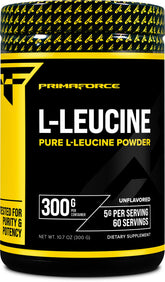 Primaforce L-Leucine powder pour, easy mixing for shakes.