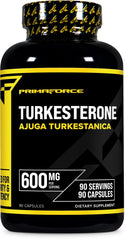 Primaforce Turkesterone bottle front displaying 600 mg per capsule for daily use