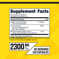Primaforce Turmeric with Bioperine bottle back showing ingredients and directions