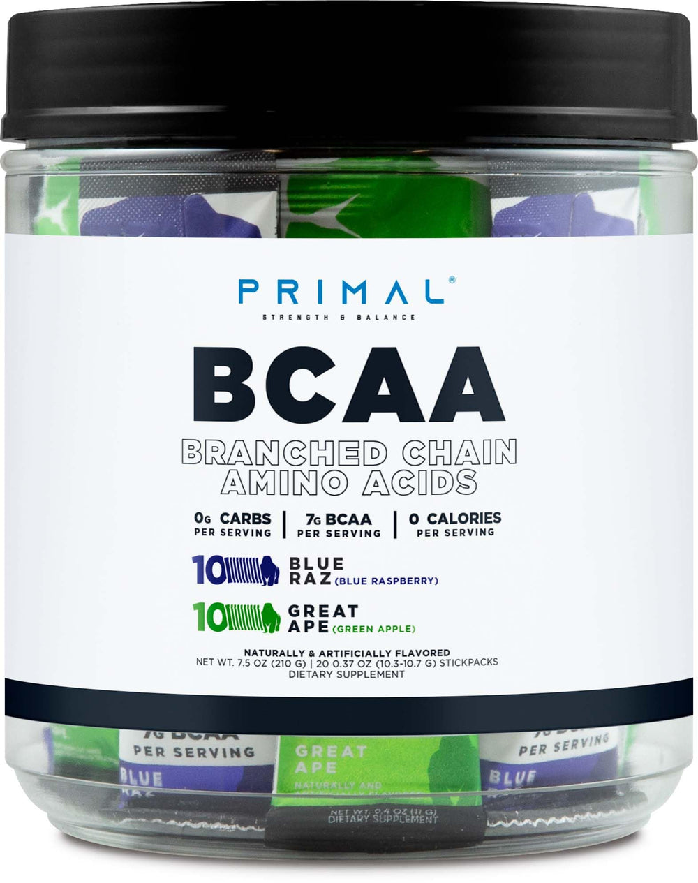 Primal BCAA Variety Pack front view for versatile workouts