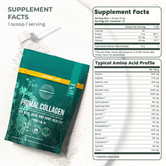 Pouring Primal Harvest collagen powder into a cup demonstrates easy mixability.