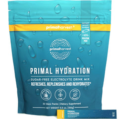 Primal Harvest electrolytes lemon berry packet for on the go hydration.