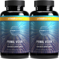 Primal Harvest Primal Vision bottle pour showing easy daily intake for eye support.