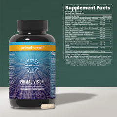 Primal Harvest Primal Vision front view pack highlights daily eye support.