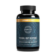 Primal Harvest Restore gut health bottle for balanced digestion and daily comfort.