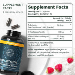 Primal Harvest Restore probiotics capsules introducing beneficial bacteria for digestion.