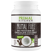Primal Kitchen Primal Fuel Chocolate Coconut tub front, ideal for daily shakes.