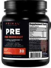 Primal Primate Punch bottle front view showcasing tropical flavor for a refreshing pre-workout boost