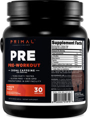 Primal Primate Punch bottle front view showcasing tropical flavor for a refreshing pre-workout boost