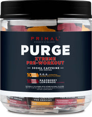 Primal Purge Xtreme pre-workout box front with bold branding and packaging