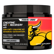 Prime Labs Creatine HCl with Astaxanthin bottle ready for workouts.
