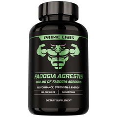 Prime Labs Fadogia Agrestis bottle front showcasing 180-capsule packaging