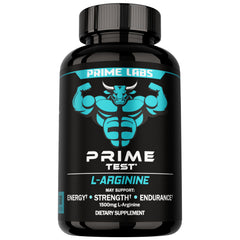 Prime Labs L-Arginine 1500mg bottle ready to boost workout support.