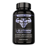 Prime Labs L-Glutamine capsules front view for post workout support.