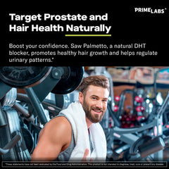 Prime Labs Saw Palmetto label detail emphasizes high-potency 20:1 extract.
