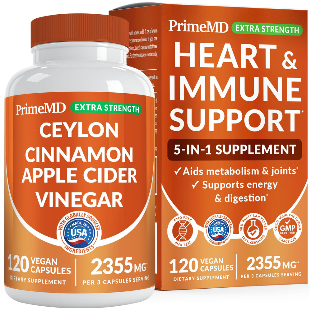 PrimeMD Ceylon Cinnamon Powder bottle showing 1000 mg per serving for daily balance