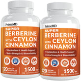 PrimeMD Super Berberine bottle label highlighting 8-in-1 balance formula