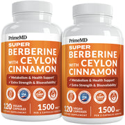 PrimeMD Super Berberine bottle label highlighting 8-in-1 balance formula