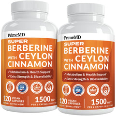 PrimeMD Super Berberine bottle label highlighting 8-in-1 balance formula