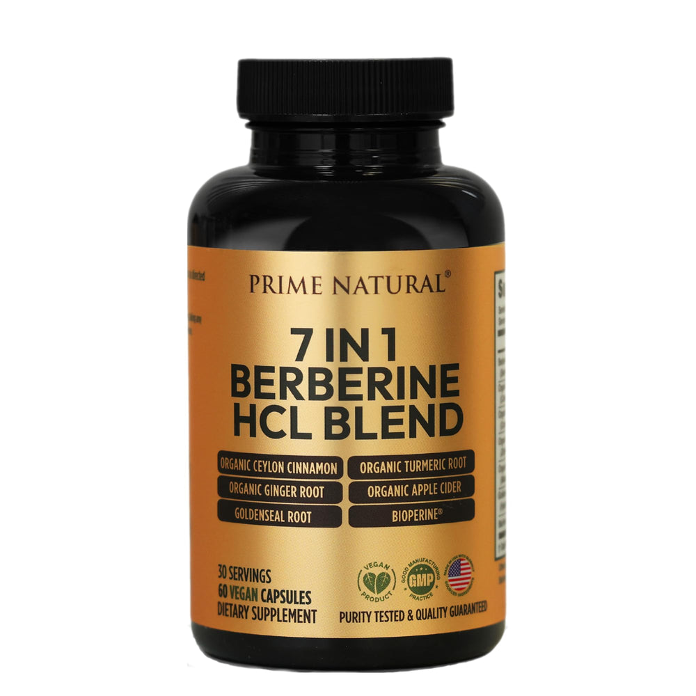Prime Natural Berberine HCl bottle—potential metabolic support for daily wellness.