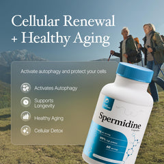 Prime Powders Spermidine capsules 10 mg serving shown for convenient daily supplementation.