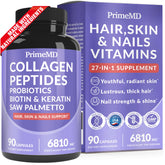 PrimeMD 27-in-1 bottle front for comprehensive hair, skin, and nails support