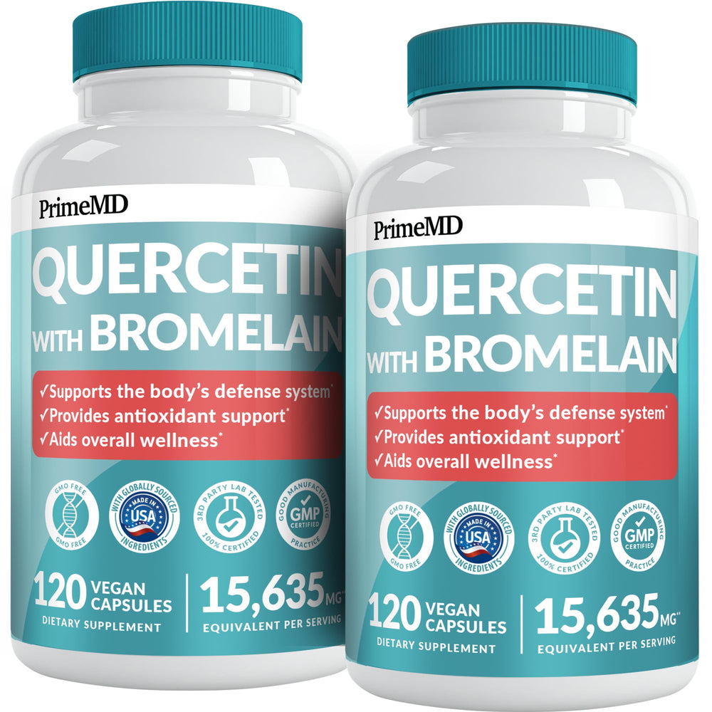 PrimeMD 28-in-1 quercetin bromelain bottle front showing full product package for daily immune support