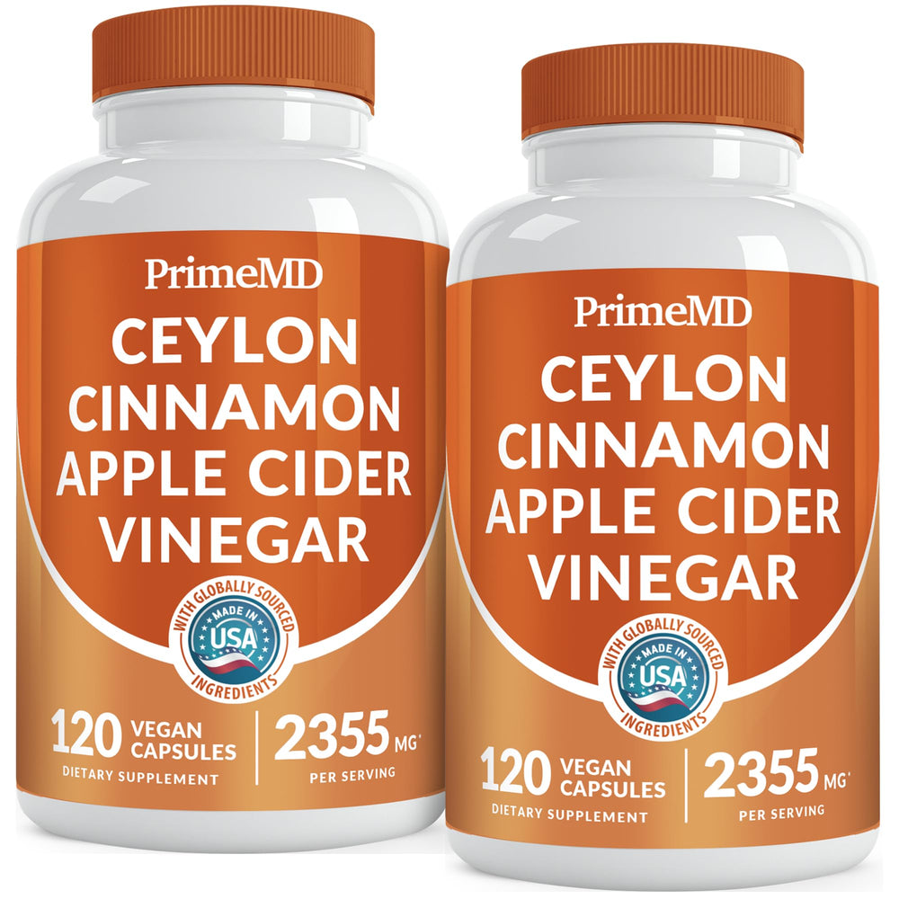 PrimeMD 5-in-1 Cinnamon bottle pour for easy daily dosing.