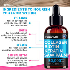 PrimeMD Biotin Liquid Drops provide concentrated nourishment for hair and nails