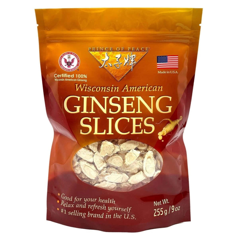Prince Of Peace ginseng slices close-up in amber, highlighting natural energy ideas.