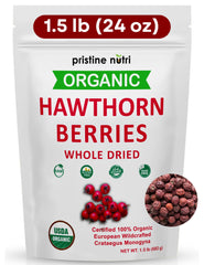 Pristine Nutri hawthorn berries dried bulk pack, ready for storage and use in teas