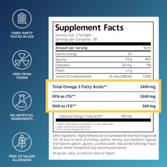 Close up of PRN De3 softgels showing high EPA/DHA concentration for eye nutrition