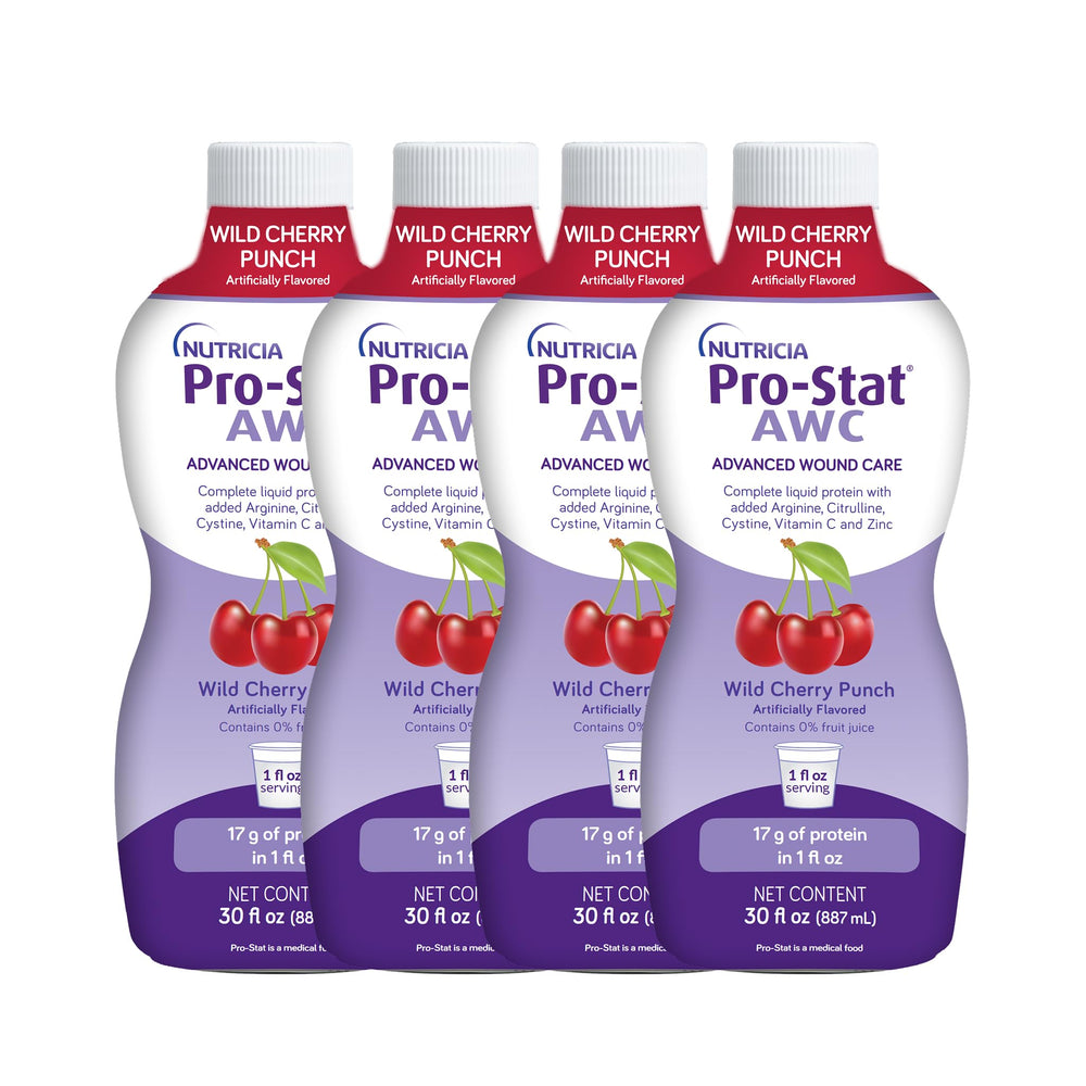 Pro-Stat AWC Wild Cherry bottle ready-to-drink protein support for wound care.