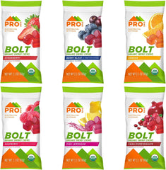 Probar BOLT Berry Blast energy chews for flavorful daily vigor.