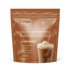 ProDough Gourmet Whey Isolate Iced Mocha bottle, convenient post-workout protein.