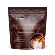 ProDough Gourmet Whey Isolate Chocolate Mousse tub for smooth, high-protein shakes