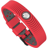 PROEXL 18 MAX bracelet front view shows bold red-gray design for all-day wear.